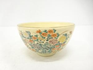 仁清写　金彩色絵　花　茶碗